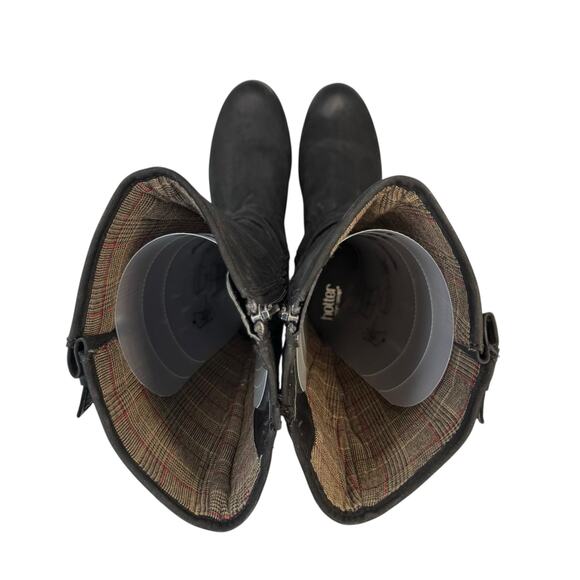 Hotter Comfort Concept Belle Black Nubuck Leather Knee High Moto Riding Boots - Picture 13 of 15